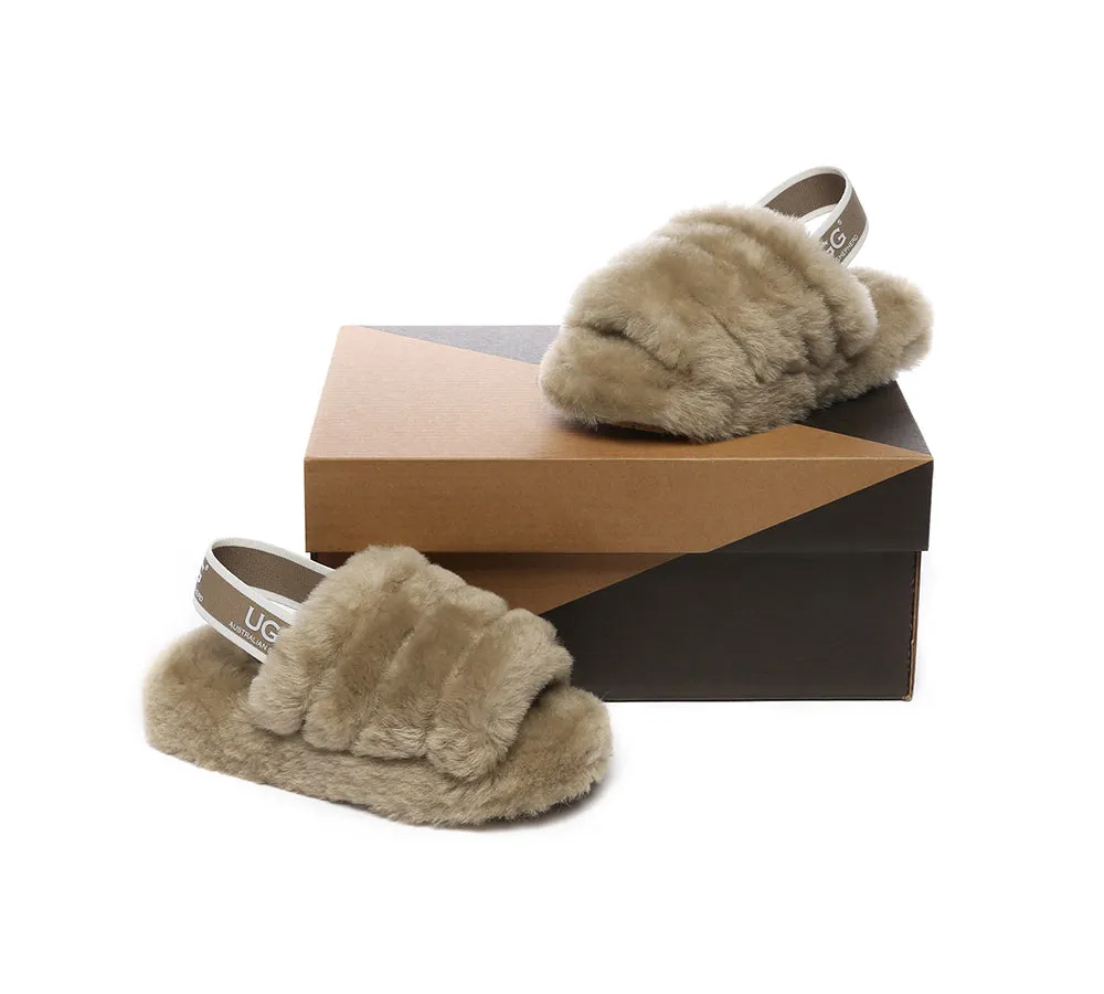 UGG AUSTRALIAN SHEPHERD Kids Slingback Fluffy Slides Puffy