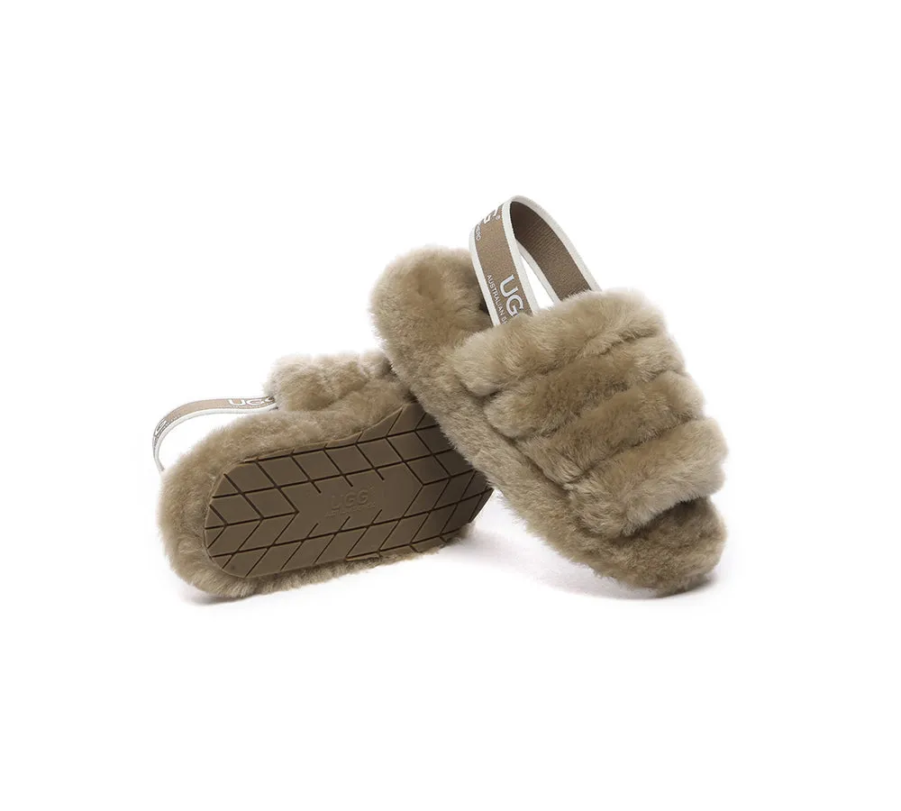 UGG AUSTRALIAN SHEPHERD Kids Slingback Fluffy Slides Puffy