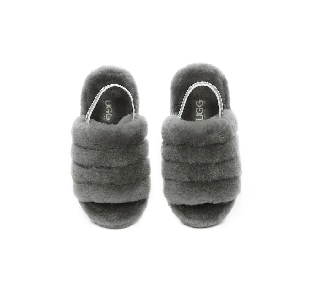 UGG AUSTRALIAN SHEPHERD Kids Slingback Fluffy Slides Puffy