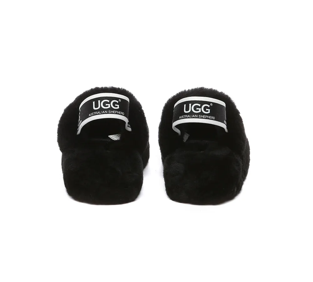 UGG AUSTRALIAN SHEPHERD Kids Slingback Fluffy Slides Puffy