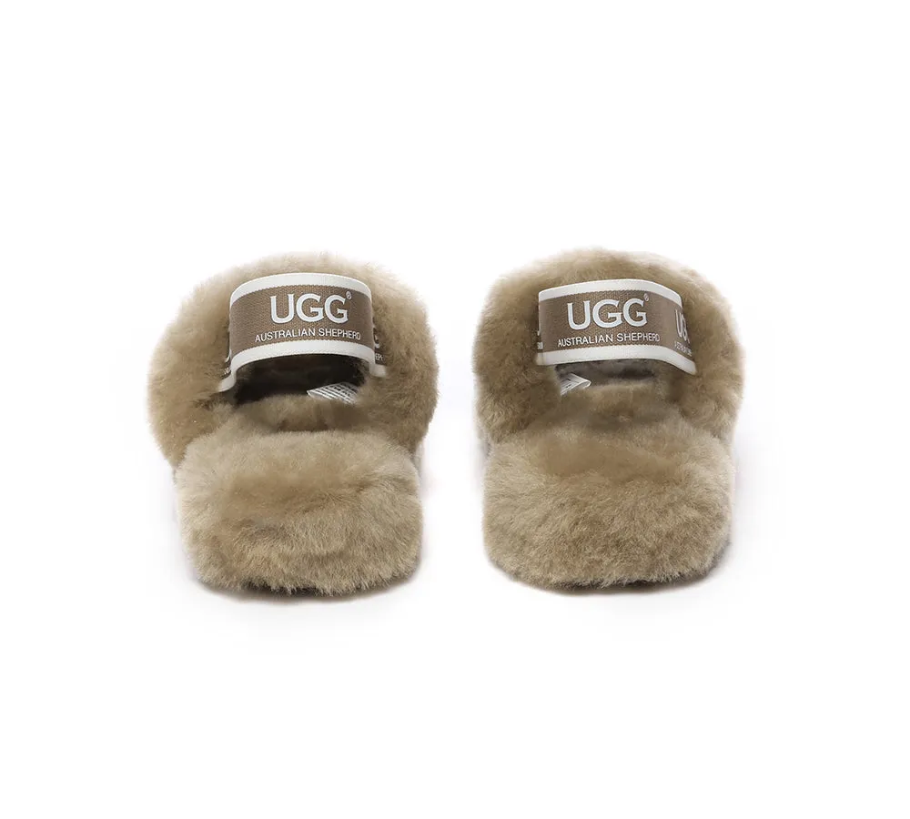 UGG AUSTRALIAN SHEPHERD Kids Slingback Fluffy Slides Puffy