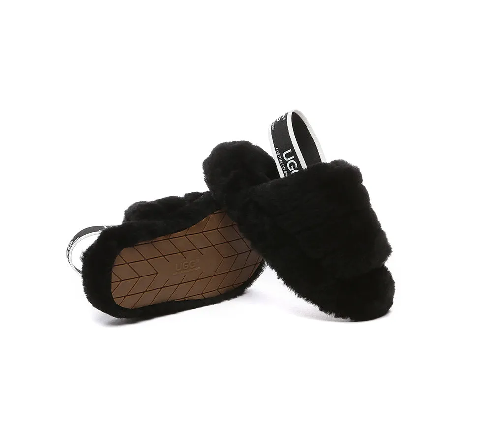 UGG AUSTRALIAN SHEPHERD Kids Slingback Fluffy Slides Puffy