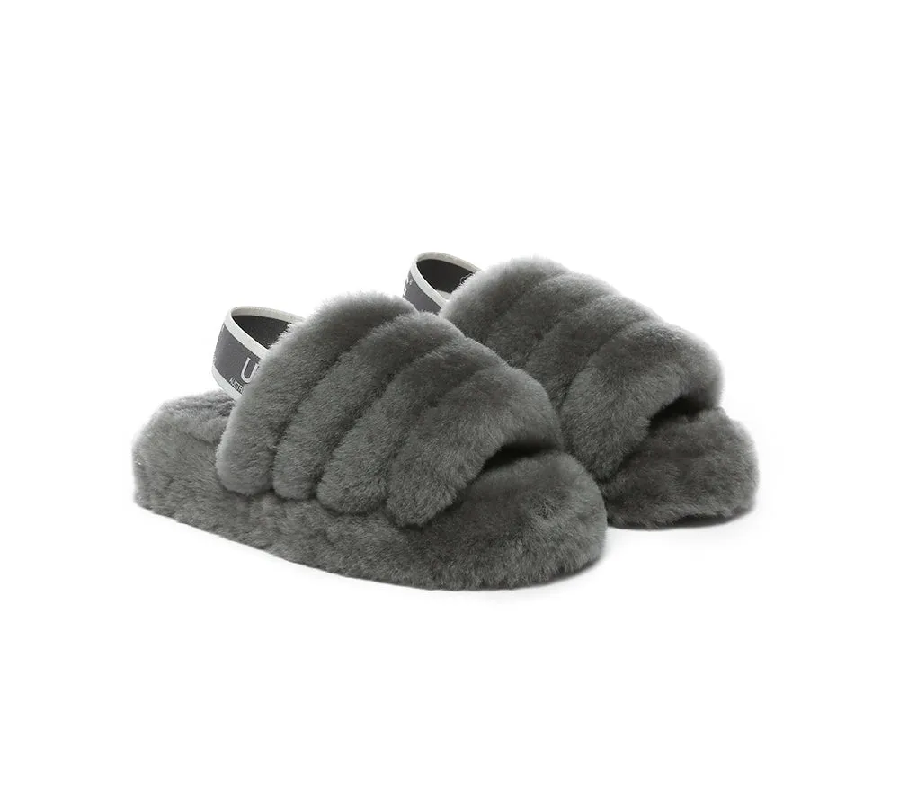 UGG AUSTRALIAN SHEPHERD Kids Slingback Fluffy Slides Puffy