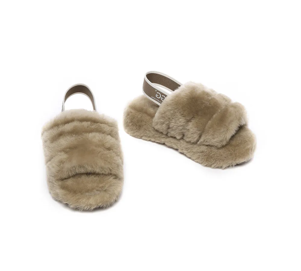 UGG AUSTRALIAN SHEPHERD Kids Slingback Fluffy Slides Puffy