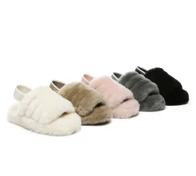 UGG AUSTRALIAN SHEPHERD Kids Slingback Fluffy Slides Puffy