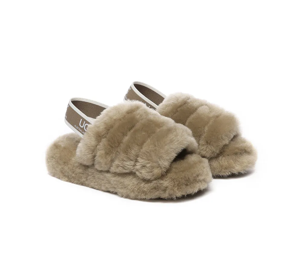 UGG AUSTRALIAN SHEPHERD Kids Slingback Fluffy Slides Puffy