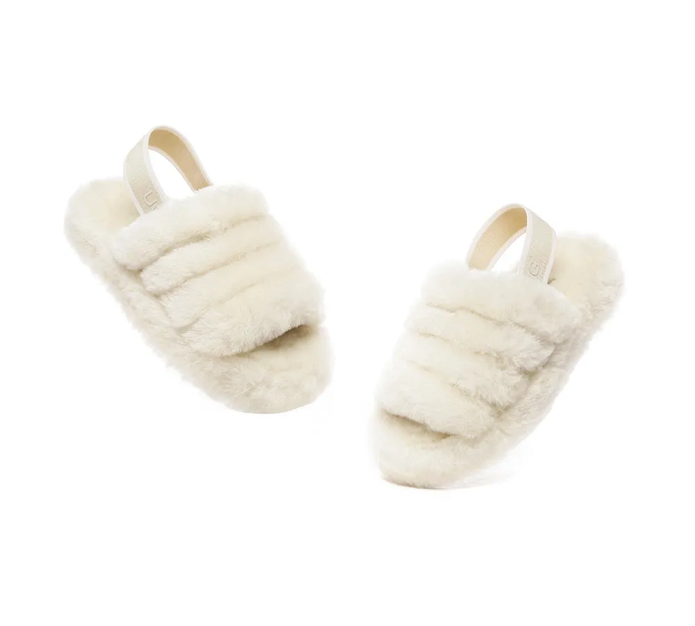 UGG AUSTRALIAN SHEPHERD Kids Slingback Fluffy Slides Puffy