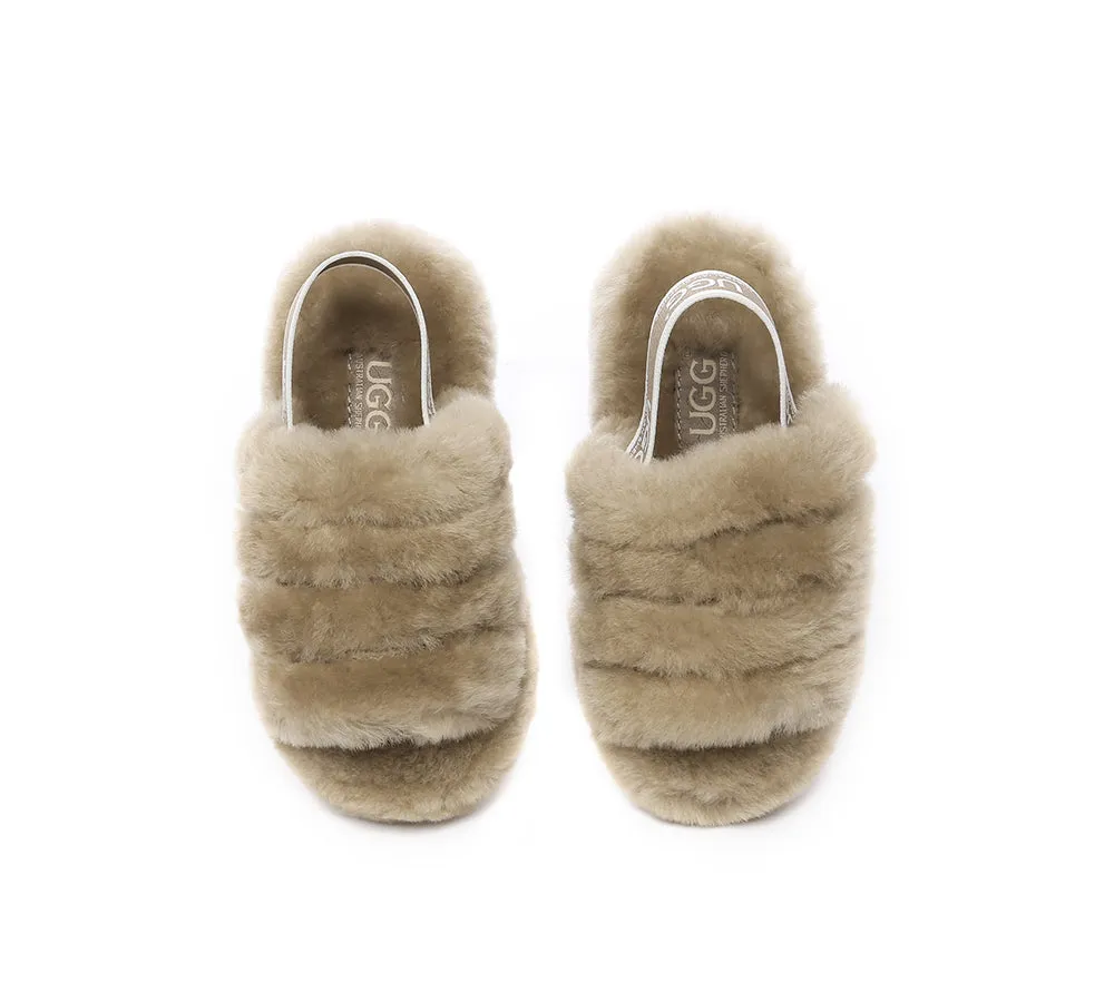 UGG AUSTRALIAN SHEPHERD Kids Slingback Fluffy Slides Puffy