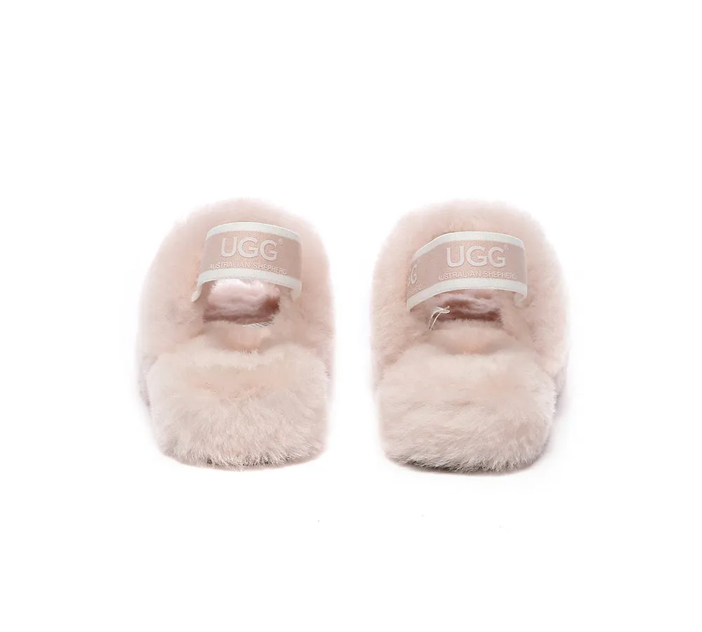 UGG AUSTRALIAN SHEPHERD Kids Slingback Fluffy Slides Puffy