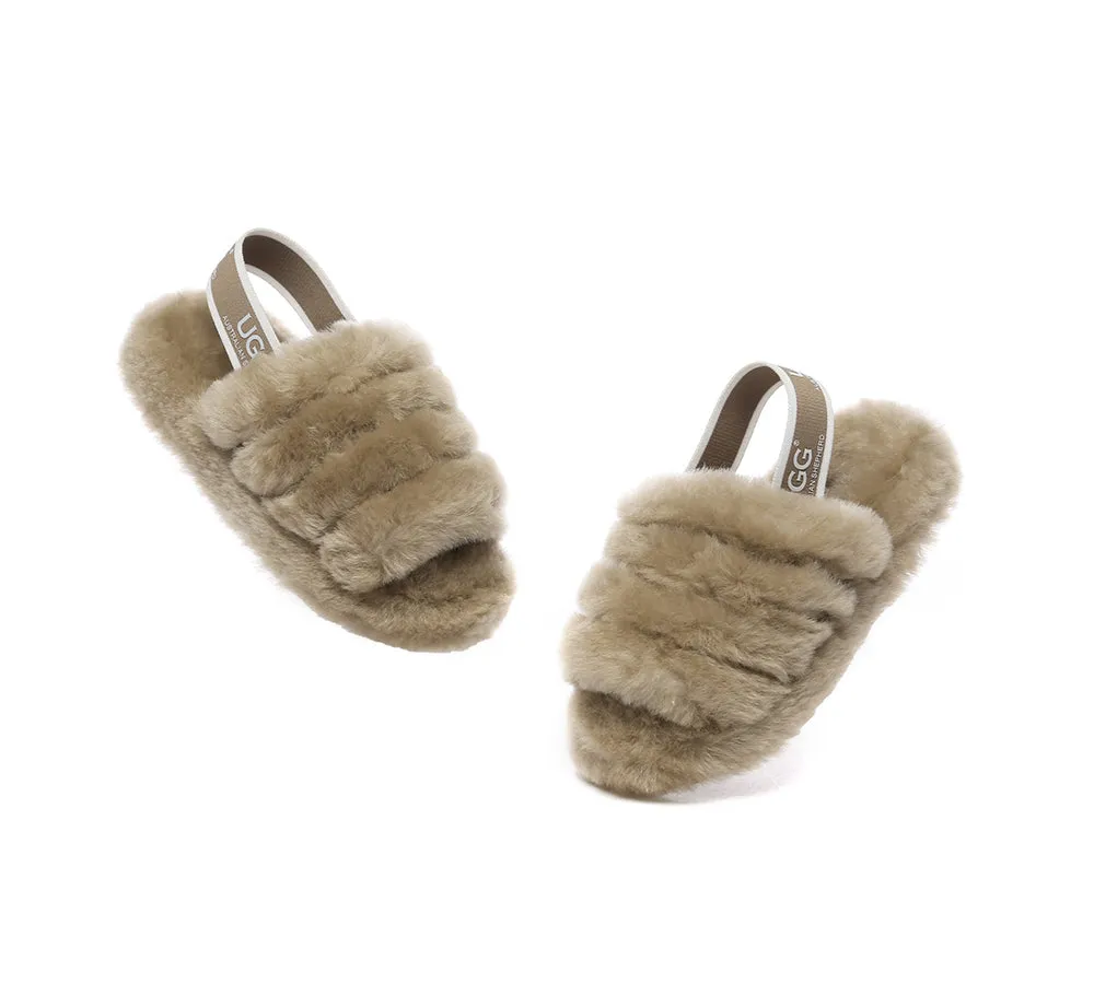 UGG AUSTRALIAN SHEPHERD Kids Slingback Fluffy Slides Puffy