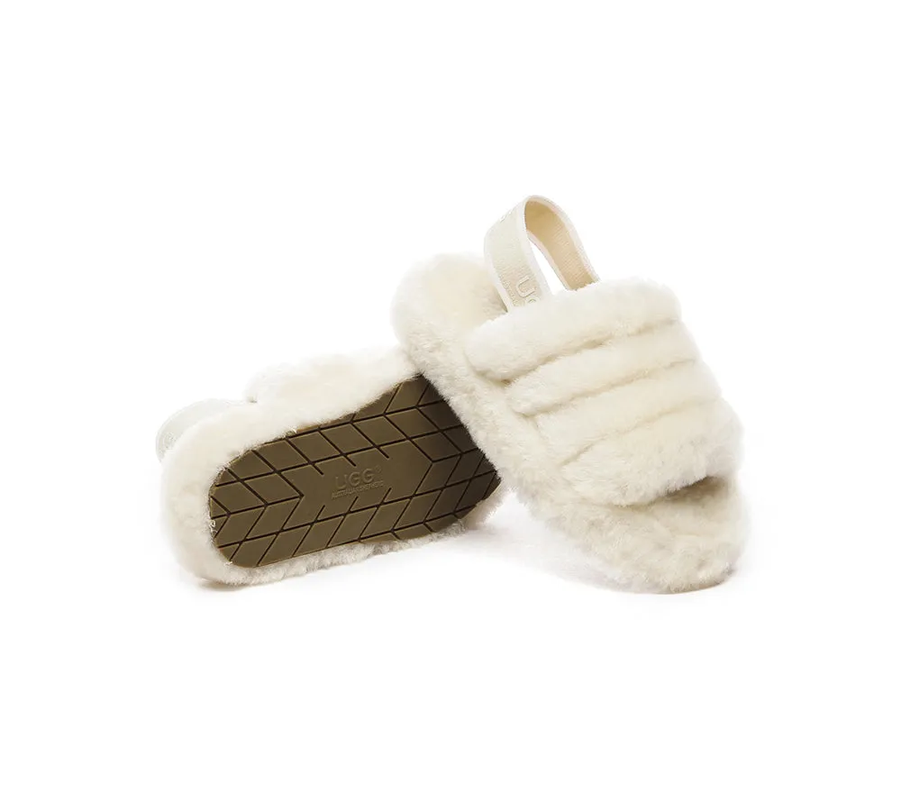 UGG AUSTRALIAN SHEPHERD Kids Slingback Fluffy Slides Puffy