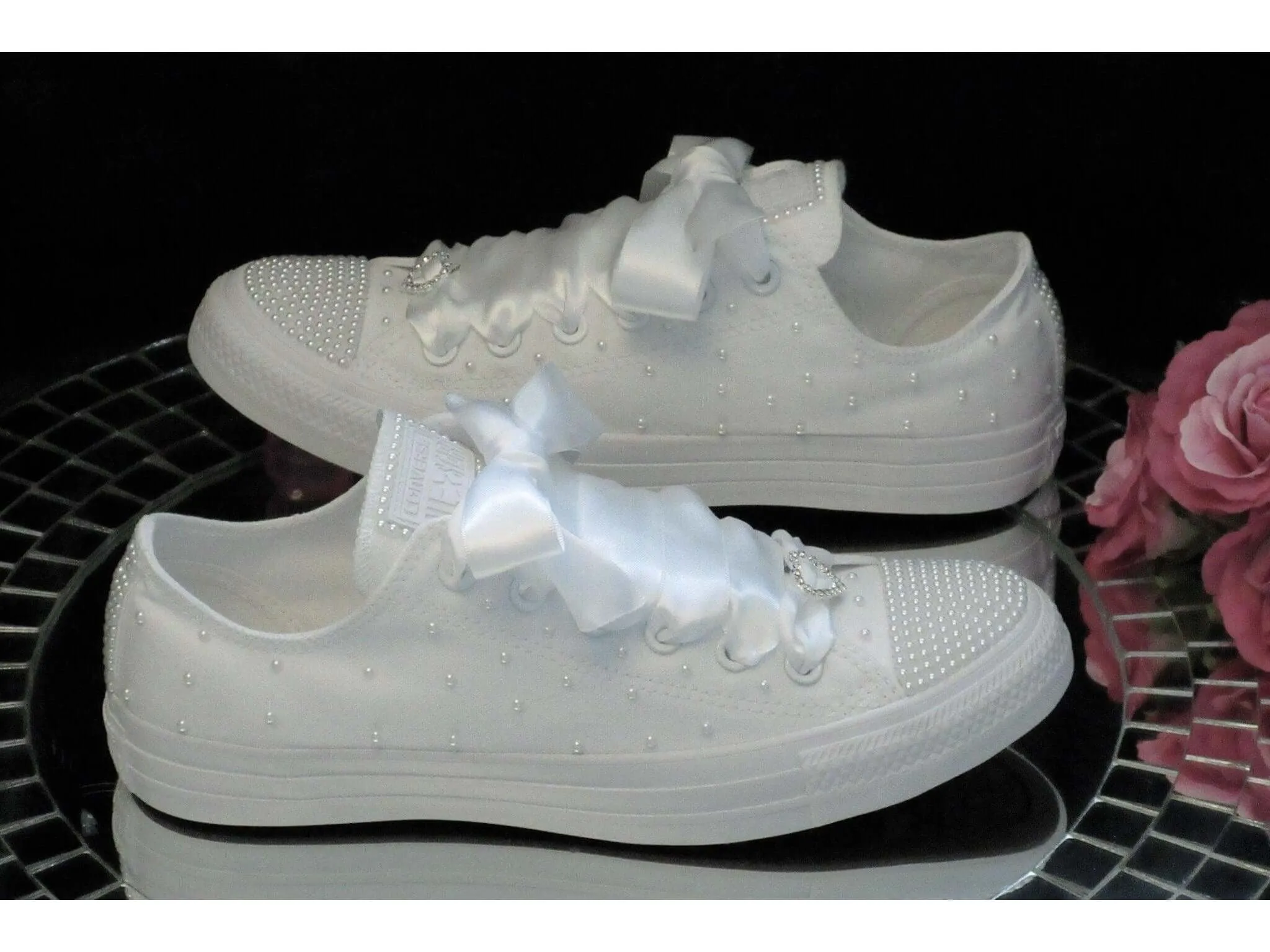 White Pearl Wedding Converse