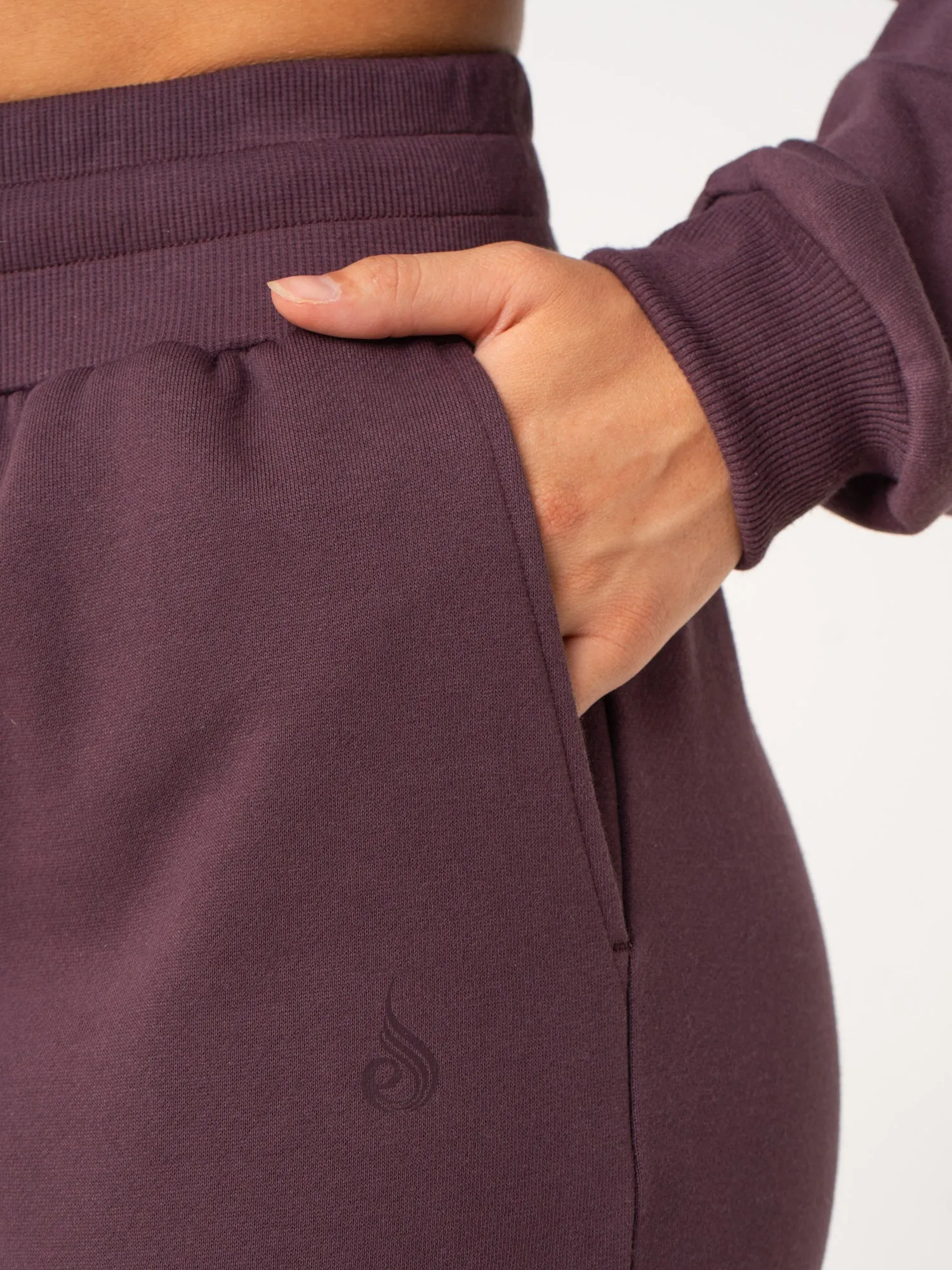 Wide Leg Track Pants - Plum