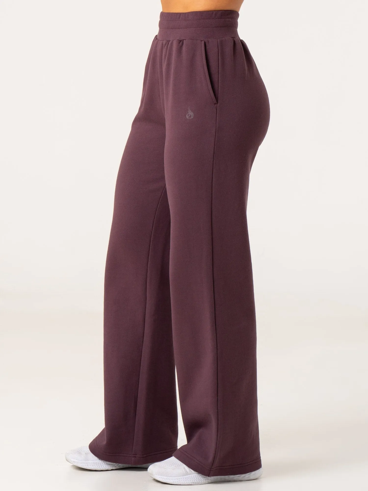 Wide Leg Track Pants - Plum