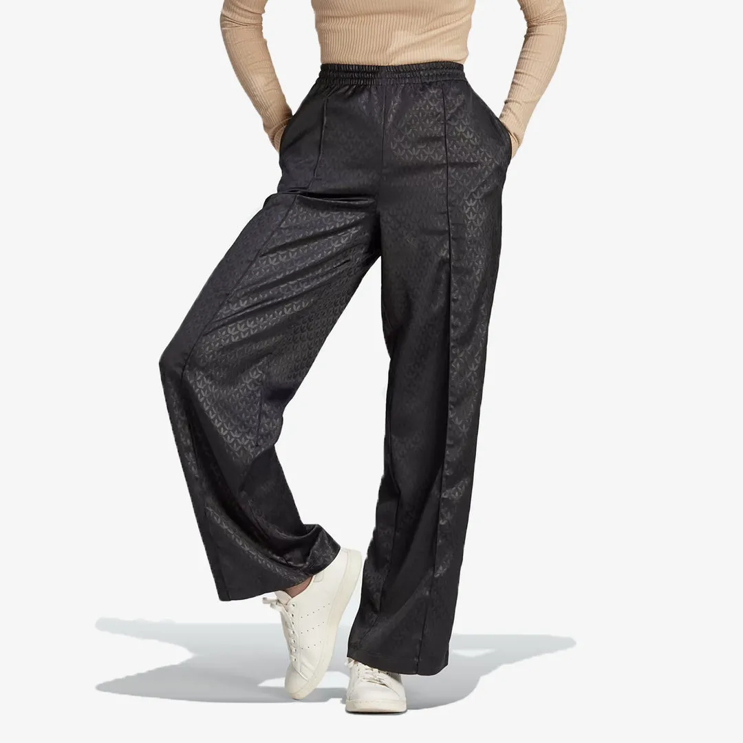 WMN'S TREFOIL MONOGRAM SATIN TRACK PANTS 'BLACK'