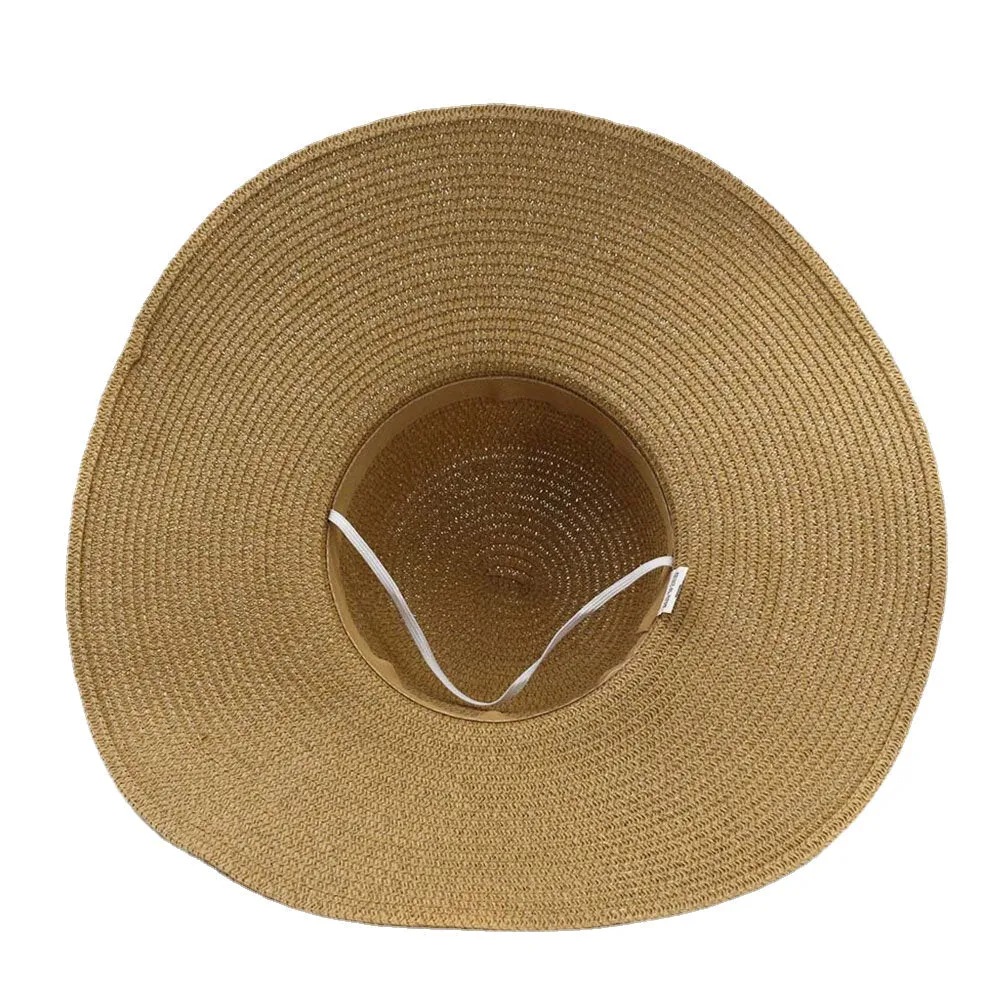 Women Sunscreen Vacation Beach Sun Hat Trinket Chain Decoration Elegant Stylish Straw Hat