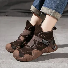 Women's Brown Leather Ankle Boots - AMX422: Casual Leather Desert Shoes